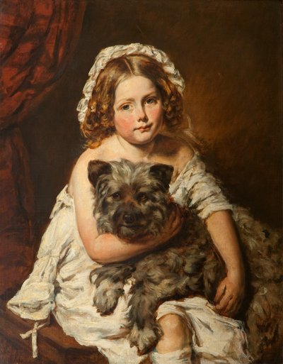 Young girl with her dog by English School